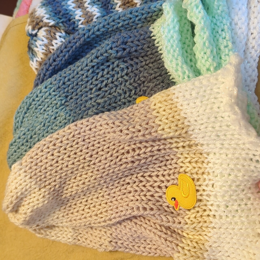 Handknit Assorted Beanie with Duck Patch